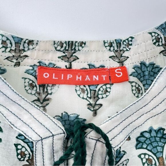 OLIPHANT flirty tie top in blue/gold lotus Size S - Picture 7 of 9